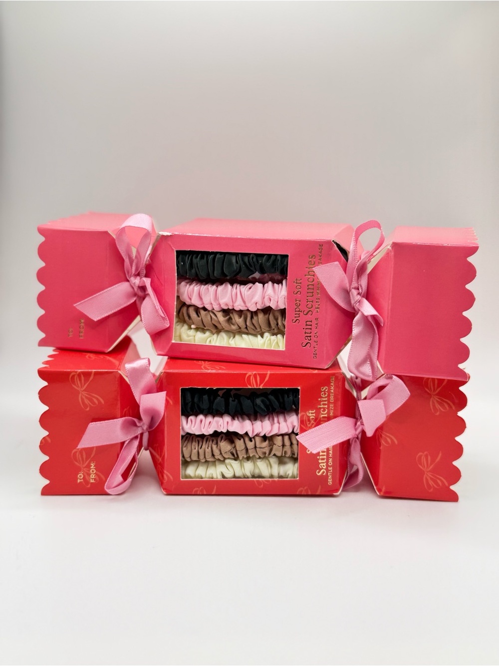 2 Satin Scrunchie Gift Boxes | 8 Scrunchies Holiday Gift Set NEW